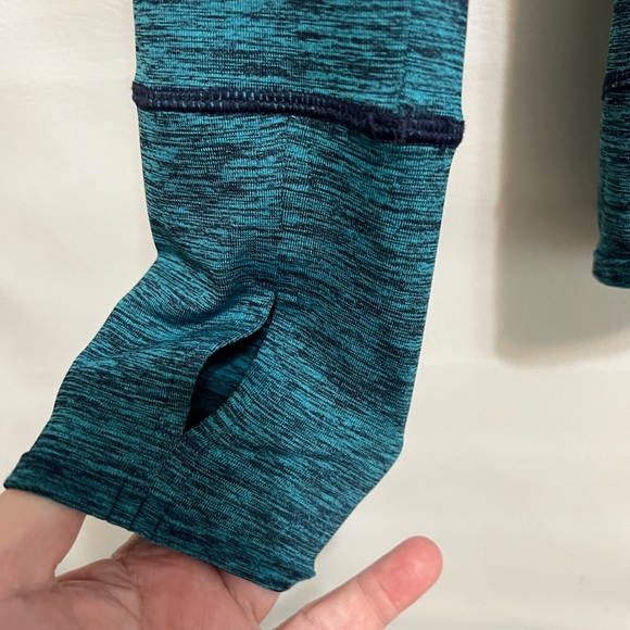 Reebok Play Warm infinity long sleeve shirt mock neck teal black sz L Hi-Lo - Picture 6 of 13